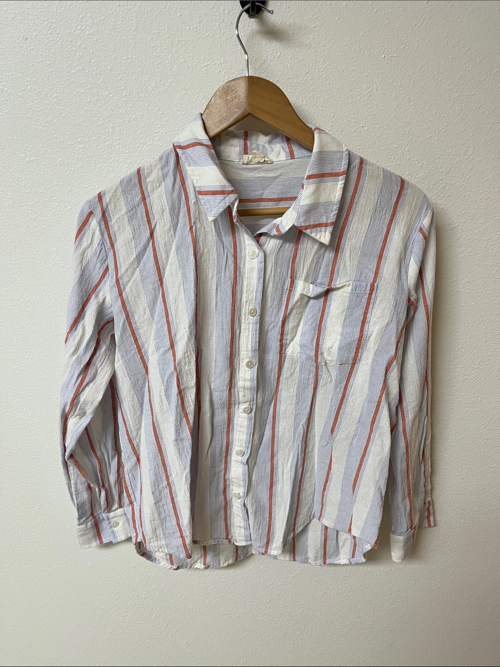 Hem & Thread Striped cotton Button-Up Shirt  women’s size M